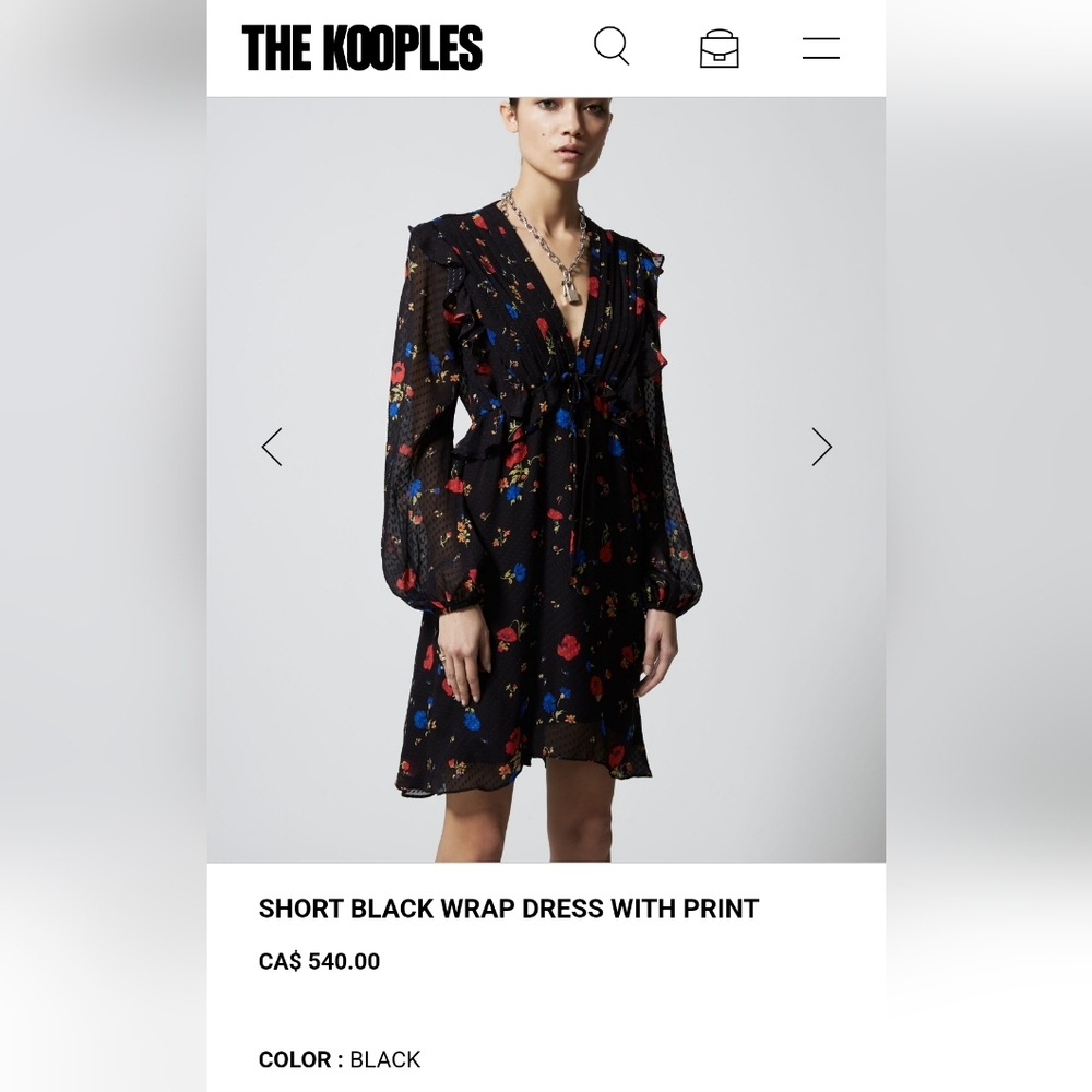 The Kooples Daydream Flowers Floral-Print 100% Silk Babydoll Dress Size XS